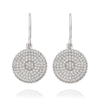 Solid White Gold Icon Drop Diamond Earrings