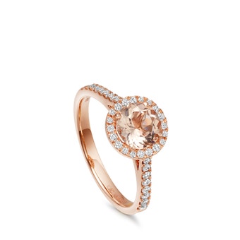 Morganite & Diamond Halo Ring in Rose Gold 