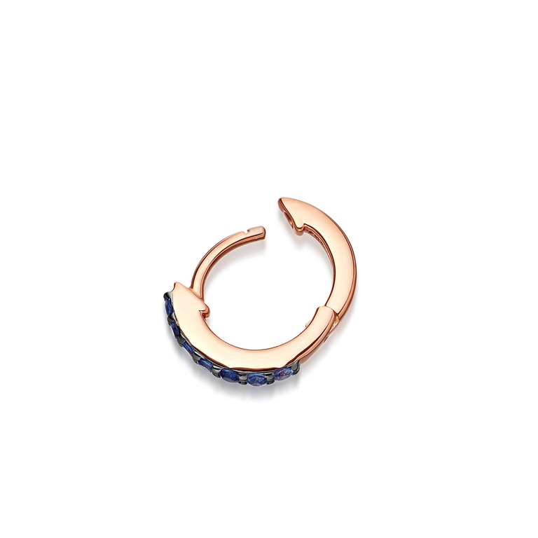 Huggie Halo Sapphire Single Hoop Earring in Rose Gold