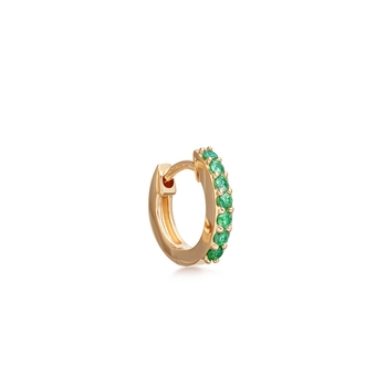 Solid Gold Emerald Single Huggie Hoop Earring