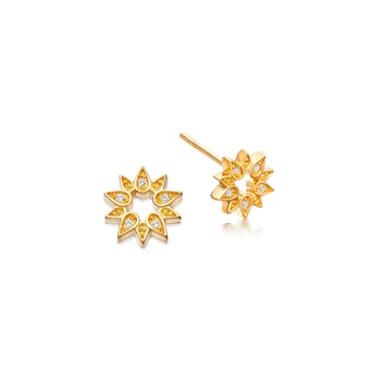 Gold Biography Mini Sun Stud Earrings