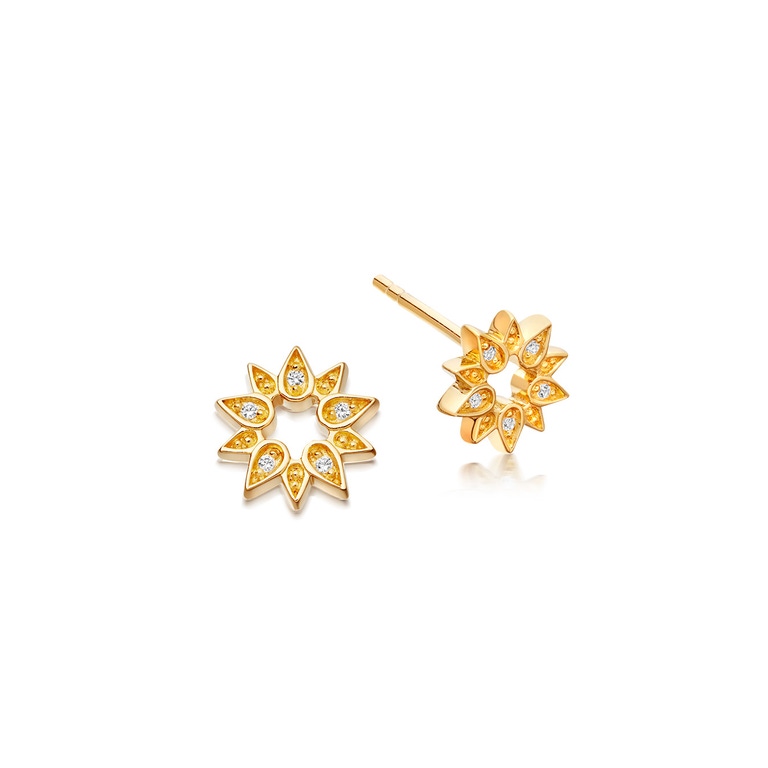 Gold Biography Mini Sun Stud Earrings