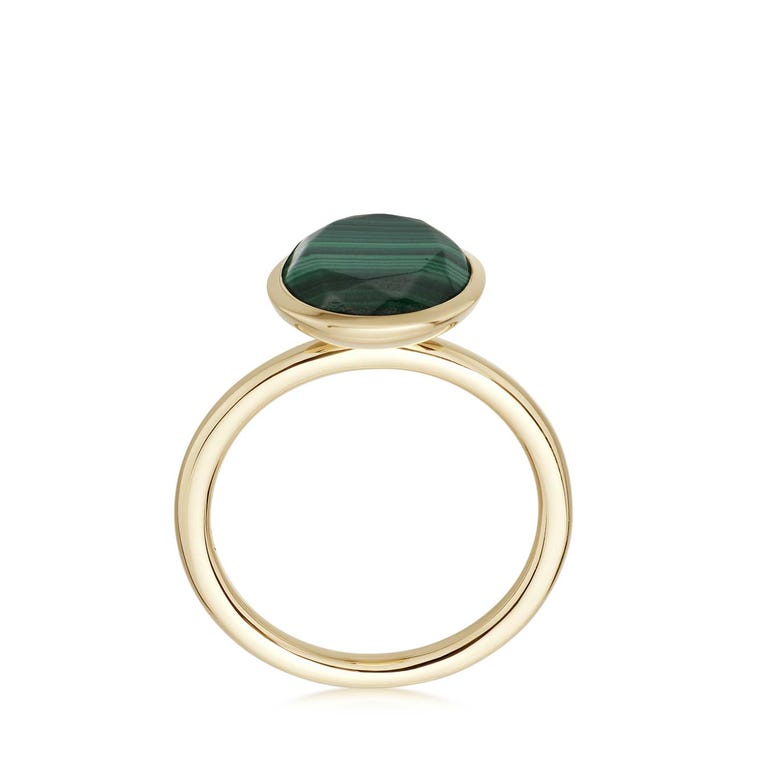Round Malachite Stilla Ring in Yellow Gold Vermeil