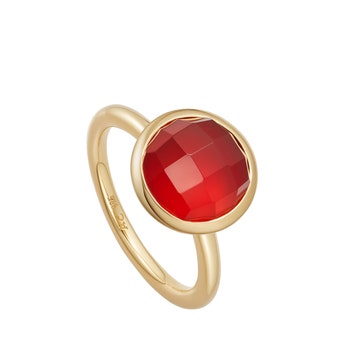 Gold Stilla Large Red Agate Ring 