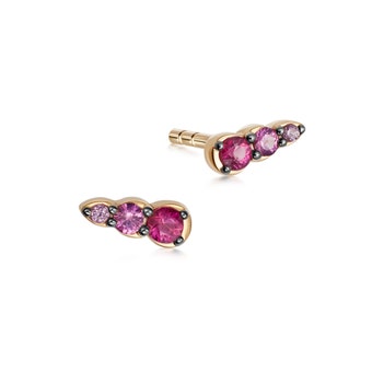 Pink Sapphire Mini Interstellar Stud Earrings In 14ct Yellow Gold | Astley Clarke