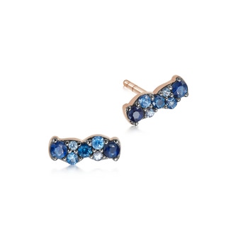 Sapphire Bar Stud Earrings In 14 ct Yellow Gold | Astley Clarke