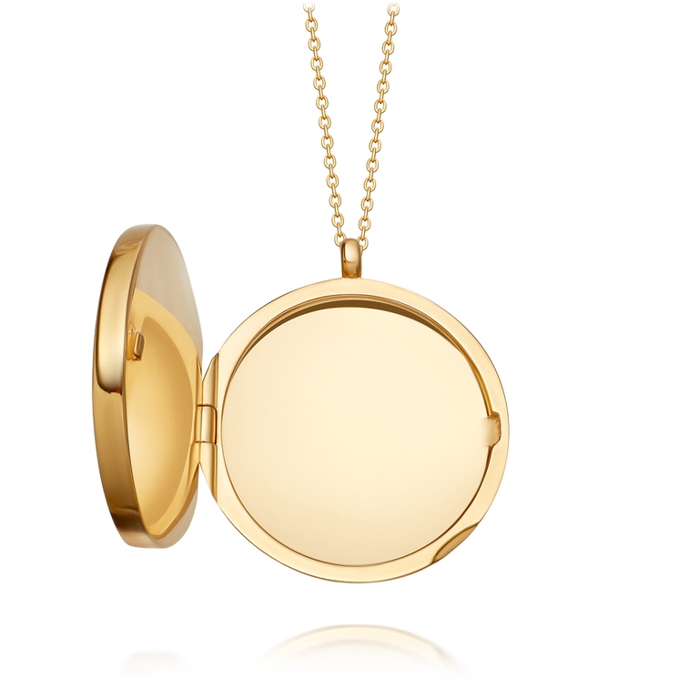 Large Stilla Amazonite Locket Necklace in Yellow Gold Vermeil