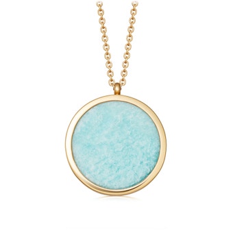 Large Stilla Amazonite Locket Necklace in Yellow Gold Vermeil