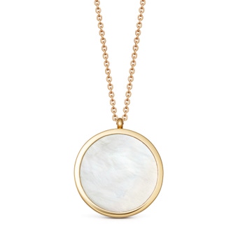 Large Mother of Pearl Stilla Locket Necklace in Yellow Gold Vermeil