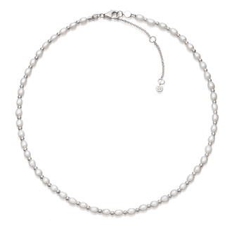 White Pearl Choker in Sterling Silver