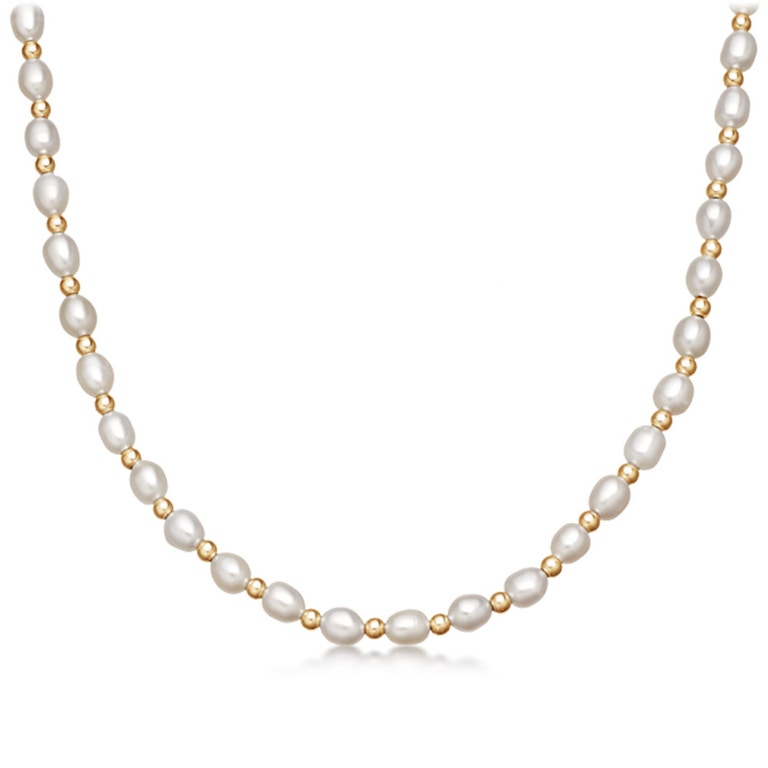 White Pearl Choker in Yellow Gold Vermeil