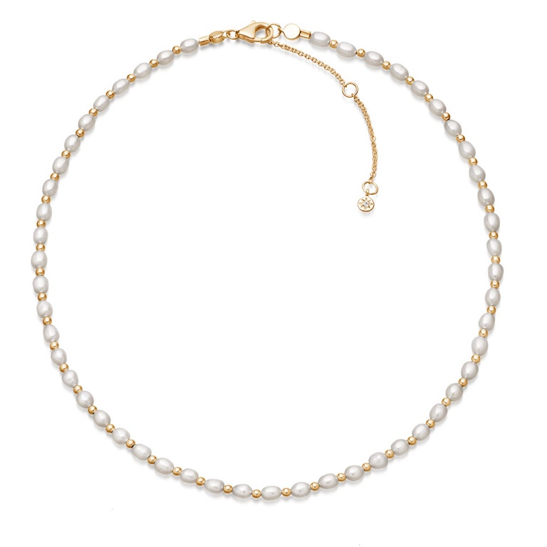 Gold Stilla White Pearl Choker Necklace