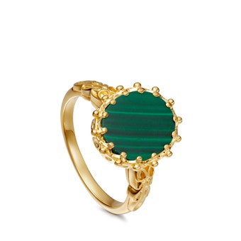 Gold Floris Large Malachite Slice Ring