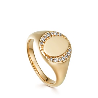 Gold Biography Sapphire Signet Ring