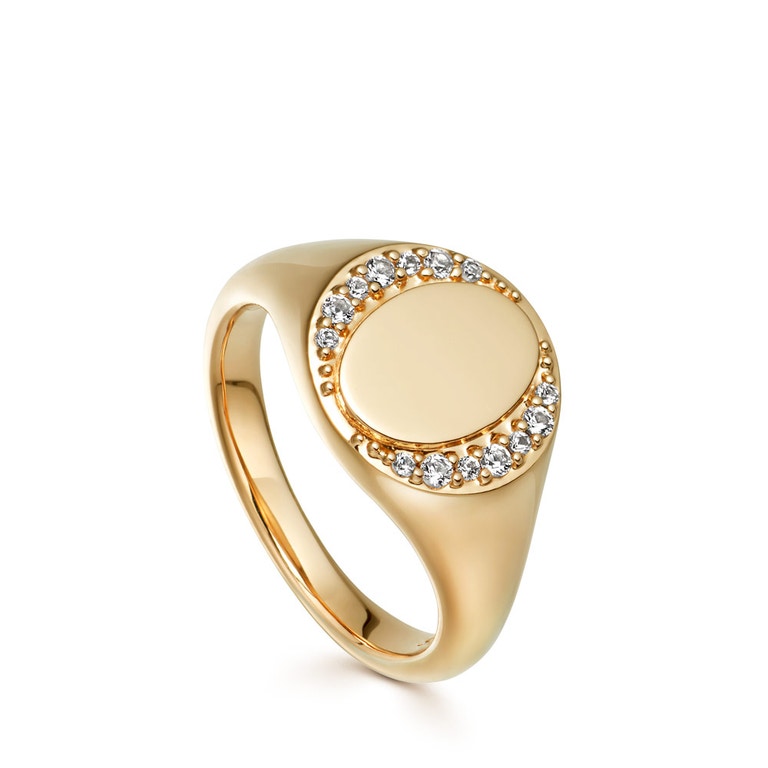 Gold Biography Sapphire Signet Ring