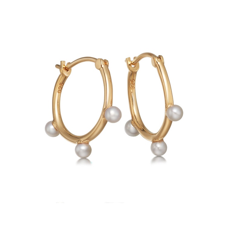 Gold Stilla White Pearl Hoop Earrings