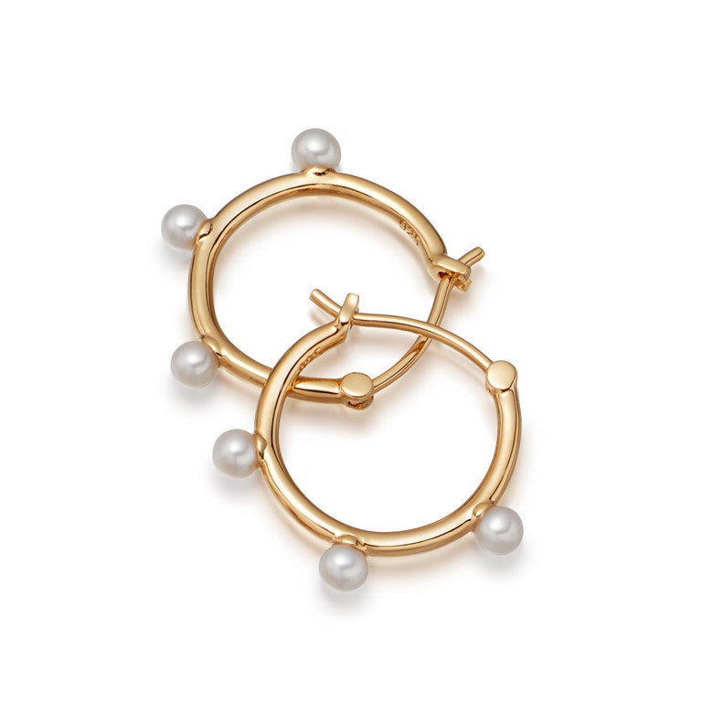 Gold Stilla White Pearl Hoop Earrings