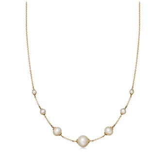 White Pearl Necklace in Yellow Gold Vermeil