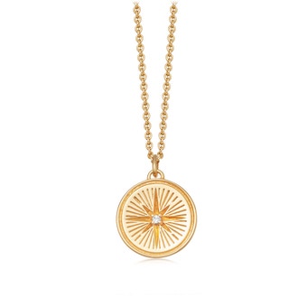 Celestial Compass Pendant Necklace in Yellow Gold Vermeil
