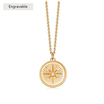 Gold Celestial Compass Pendant Necklace