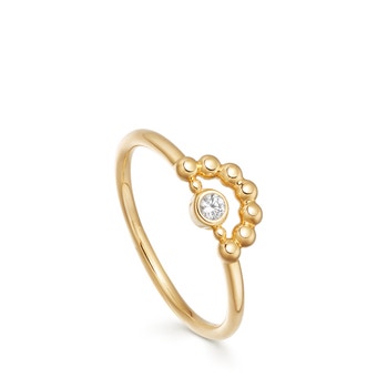 Gold Stilla Arc Mini Beaded Ring 