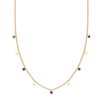 Single Adorned Lapis Biography Necklace in Yellow Gold Vermeil