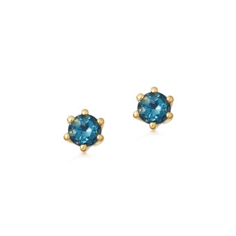 Gold Celestial Linia London Blue Topaz Stud Earrings