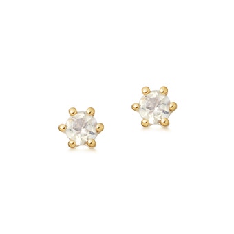 Gold Celestial Linia Rainbow Moonstone Stud Earrings