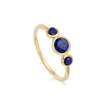 blue lapis gemstone 3 stones in plated in gold vermeil 