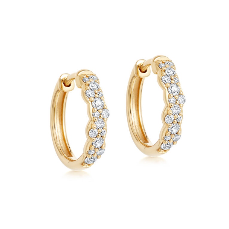 Solid Gold Interstellar Medium Diamond Hoop Earrings