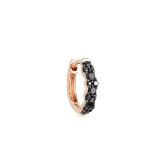 Huggie Interstellar Single Black Diamond Hoop Earring in Rose Gold