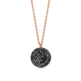 Icon Black Diamond Locket Necklace in Rose Gold