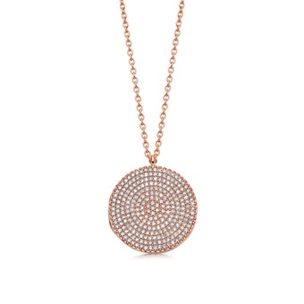 Large Icon Diamond Locket Necklace in Rose Gold