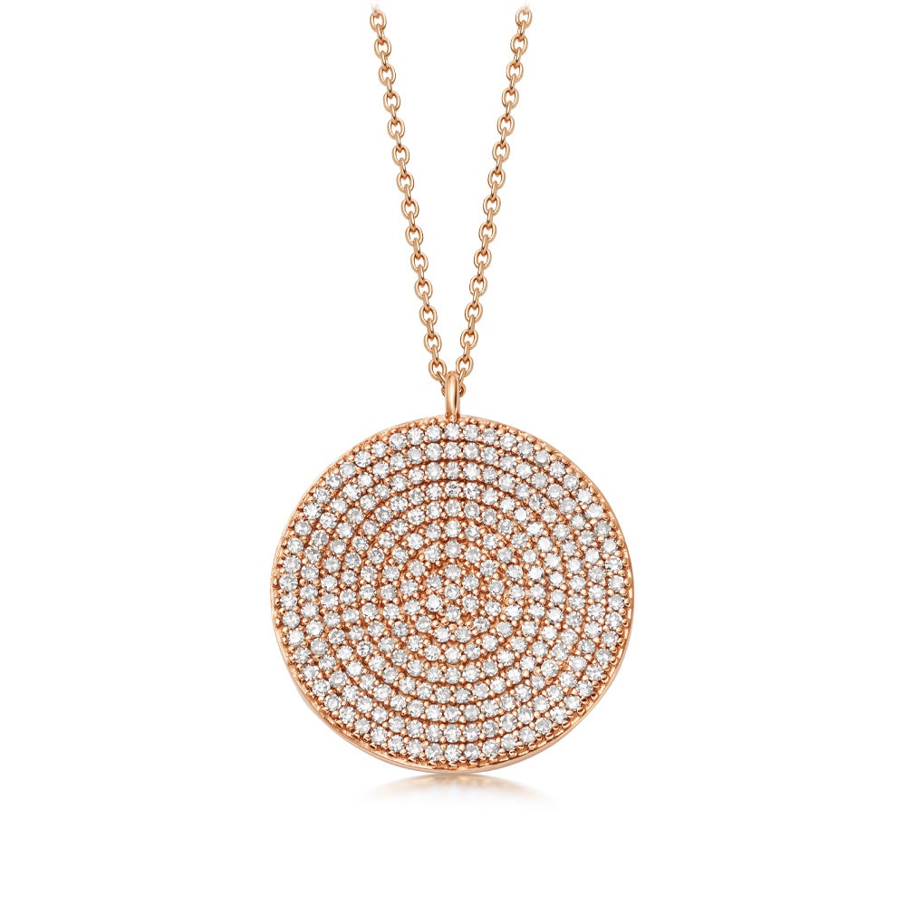 Large Icon Diamond Pendant Necklace In Rose Gold