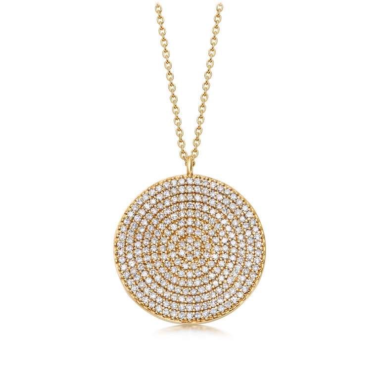 Large Icon Diamond Pendant Necklace in Yellow Gold