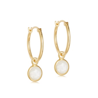 Gold Stilla Drop Moonstone Hoop Earrings 
