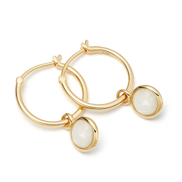 Gold Stilla Drop Moonstone Hoop Earrings 