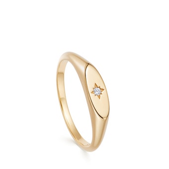 Gold Celestial Orbit Signet Ring