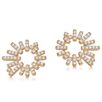 Solid Gold Comet Burst Natural Diamond Stud Earrings