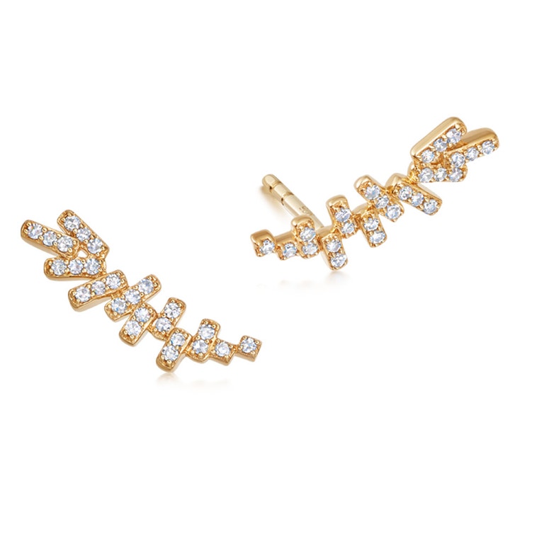 Solid Gold Comet Diamond Ear Crawlers