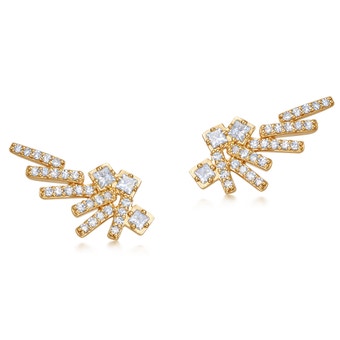Solid Gold Comet Flare Diamond Stud Earrings