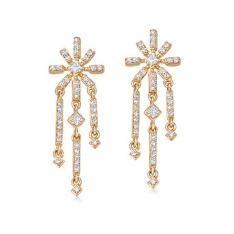 Solid Gold Comet Diamond Stud Earrings