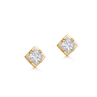 Solid Gold Comet Natural Diamond Stud Earrings