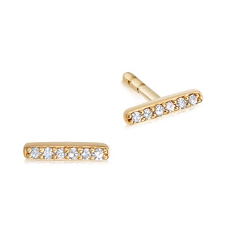 Solid Gold Comet Diamond Bar Stud Earrings