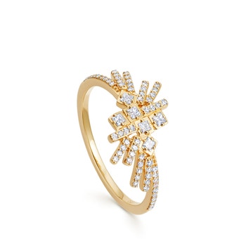 Solid Gold Comet Flare Diamond Ring