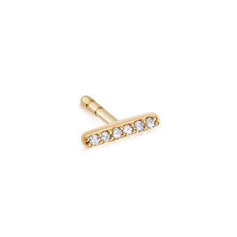 Solid Gold Comet Mini Single Diamond Bar Stud Earring