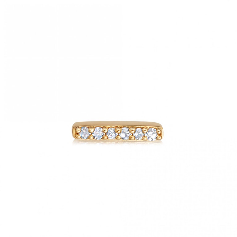 Solid Gold Comet Mini Single Diamond Bar Stud Earring