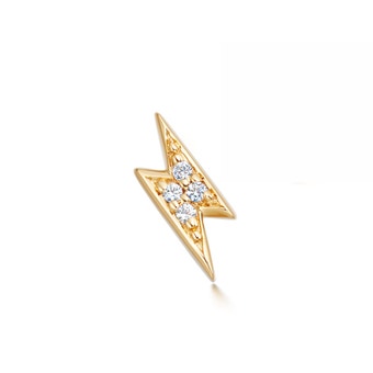 Tiny Lightning Bolt Single Stud Earring