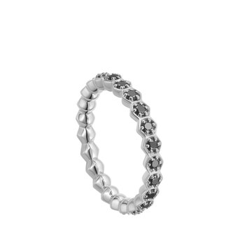 Deco Black Spinel Eternity Ring in Sterling Silver