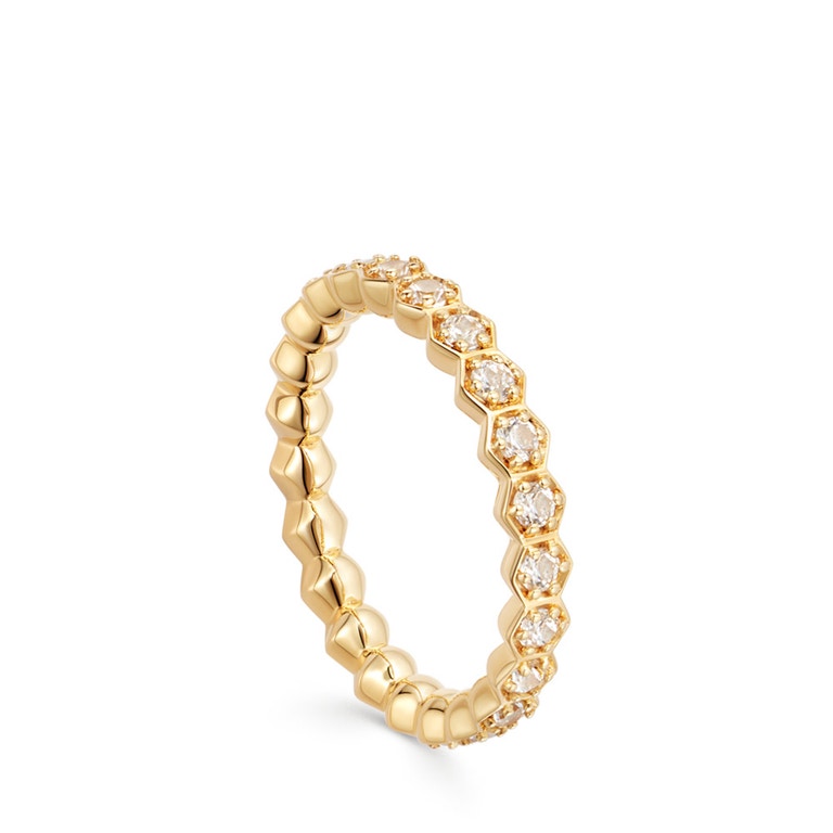Deco White Sapphire Eternity Ring in Yellow Gold Vermeil 